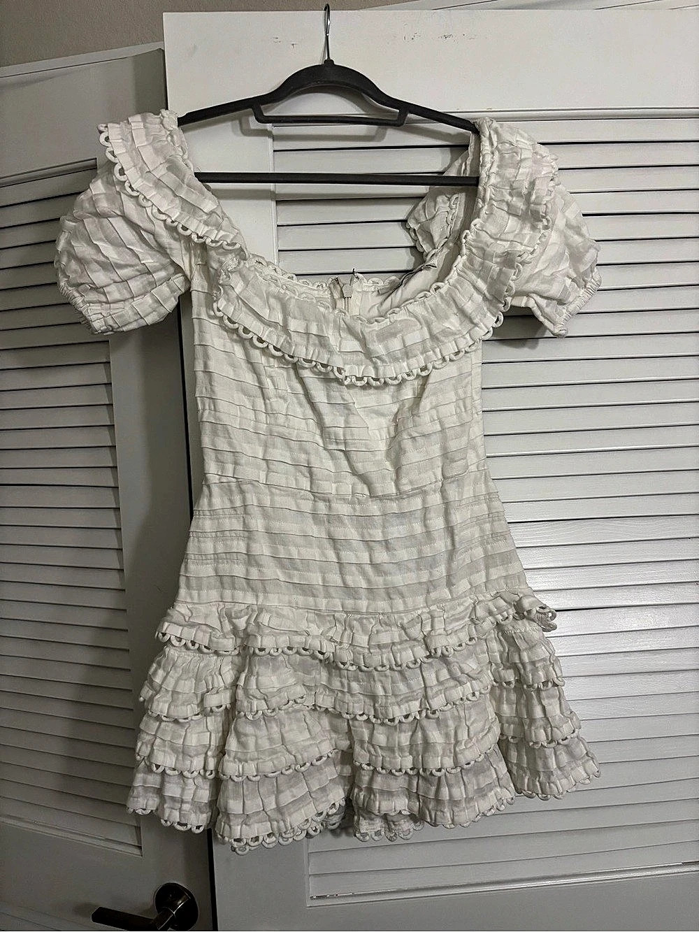 Zimmermann Super Eight Off Shoulder Mini Dress White Size 2/MEDIUM